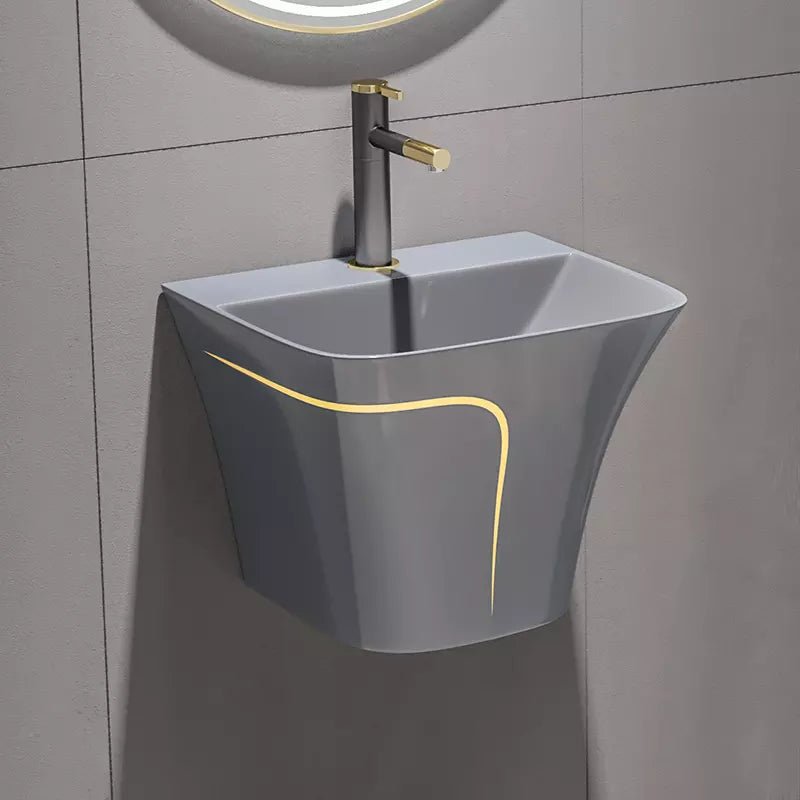 InArt Wall-Mount Pedestal Sink with Center Hole, Matt Grey 49x44 CM - InArt-Studio-USA